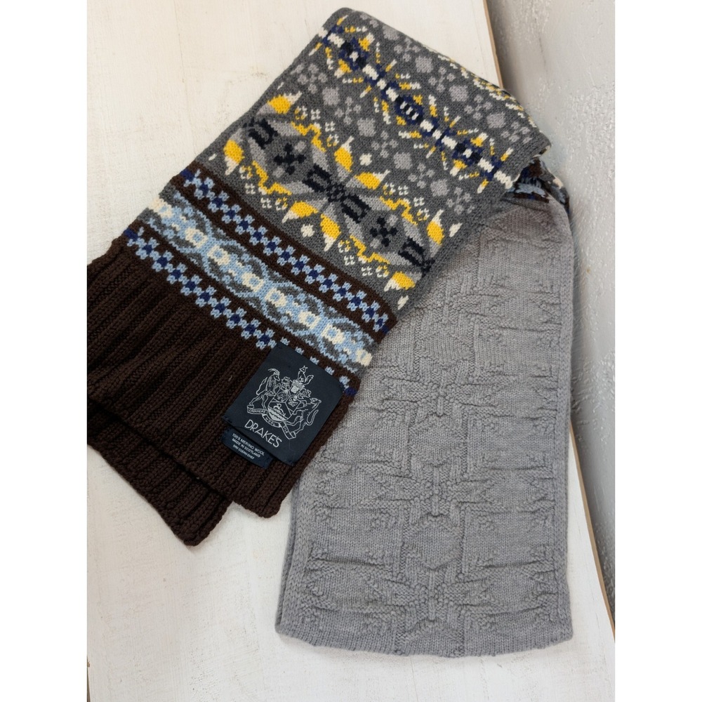 Drake's Merino Wool Knitted  Scarf